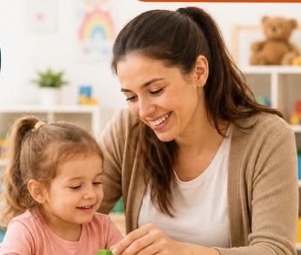 Educatrice con una bambina durante un’attività, immagine dal profilo WAY